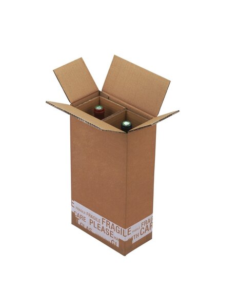 (lot 10 caisses) caisse renforcée pour 2 bouteilles de vin 220 x 115 x 395mm