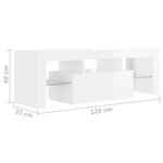 vidaXL Meuble TV avec lumières LED blanc brillant 120x35x40 cm