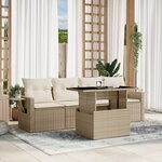 vidaXL Salon de jardin avec coussins 5 Pièces beige résine tressée
