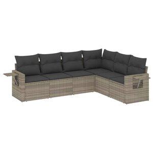 vidaXL Salon de jardin 6 Pièces avec coussins gris clair résine tressée