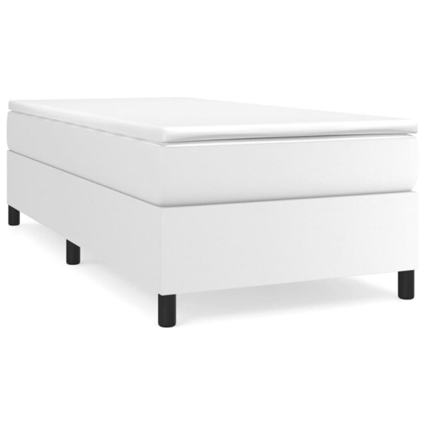 vidaXL Sommier à lattes de lit avec matelas Blanc 100x200cm Similicuir