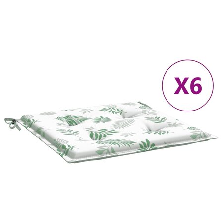 vidaXL Coussins de chaise lot de 6 motif de feuilles 40x40x3 cm tissu