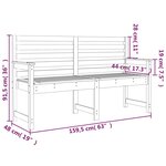 vidaXL Banc de jardin blanc 159 5x48x91 5 cm bois massif de pin