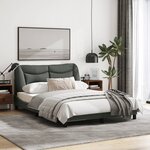 vidaXL Cadre de lit avec lumières LED gris foncé 120x200 cm tissu