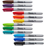 Sharpie marqueurs permanents   pointe fine   couleurs assorties   lot de 14