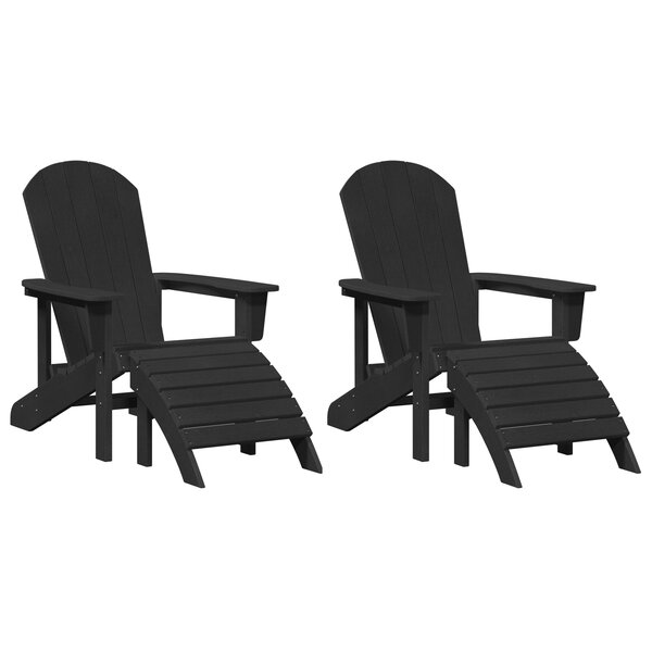 Chaises Adirondack vidaXL avec Reposes-Pieds 2 Pièces Noir HDPE