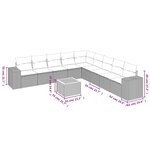 vidaXL Salon de jardin avec coussins 10 Pièces gris résine tressée