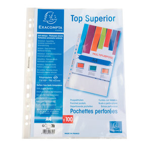 Sachet De 100 Pochettes Perforées Polypropylène Lisse Qualité + - A4 - Cristal - X 10 - Exacompta