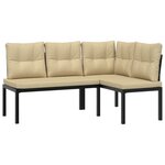 vidaXL Salon de jardin avec coussins 7 Pièces noir acier enduit de poudre