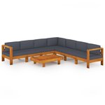 vidaXL Salon de jardin 8 Pièces avec coussins gris foncé Bois d'acacia
