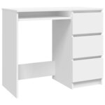 Bureau table poste de travail meuble d'ordinateur informatique étude 90 x 45 x 76 cm bois d’ingénierie blanc 02_0023528