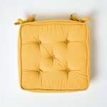 Galette de chaise coussin rehausseur en coton Jaune moutarde  40 x 40 x 10 cm - HOMESCAPES