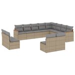 vidaXL Salon de jardin avec coussins 12 Pièces beige résine tressée