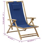 vidaXL Chaise de relaxation inclinable bleu marine bambou et tissu