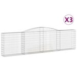 vidaXL Paniers à gabions arqués 3 Pièces 400x30x100/120 cm Fer galvanisé