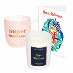 Lot cadeau Bougie Mug Super maîtresse & carte Merci Maîtresse