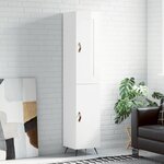 vidaXL Buffet haut Blanc brillant 34 5x34x180 cm Bois d'ingénierie