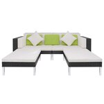 vidaXL Salon de jardin 4 Pièces avec coussins Résine tressée Noir