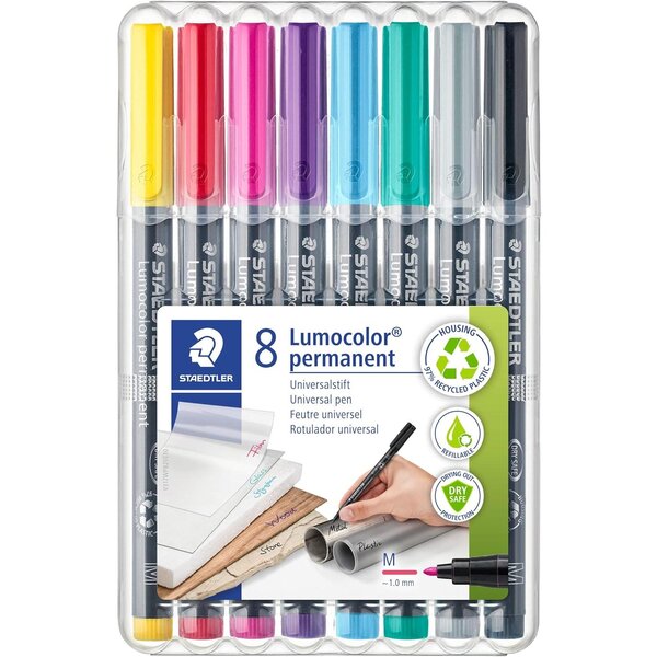 Marqueur permanent 317M Lumocolor  étui de 8 STAEDTLER
