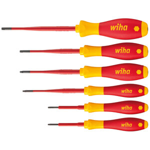 Wiha ensemble de tournevis torx 6 pièces softfinish électrique à fente