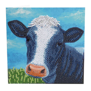 CRYSTAL ART Kit carte broderie diamant 18x18cm Vache