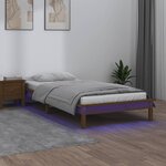 vidaXL Cadre de lit à LED marron miel 90x200 cm bois massif