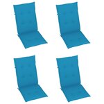 vidaXL Chaises de jardin lot de 4 avec coussins bleu Bois teck solide