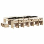 vidaXL Ensemble à manger de jardin et coussins 17 Pièces beige