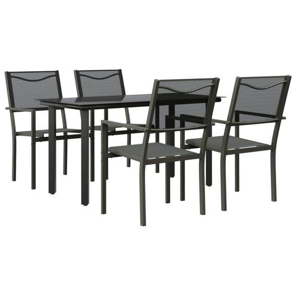 vidaXL Ensemble à manger de jardin 5 Pièces noir textilène et acier