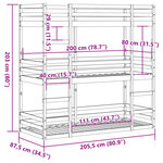 vidaXL Lit superposé triple 80x200 cm bois de pin massif
