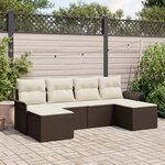 vidaXL Ensemble de Canapés de Jardin 6 Pièces avec Coussins Marron Poly Rotin