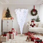 vidaXL Sapin de Noël artificiel renversé avec support Blanc 180 cm