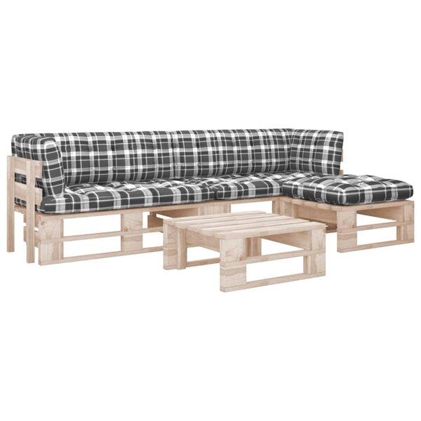 vidaXL Salon de jardin palette 4Pièces avec coussins Bois de pin imprégné