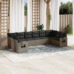vidaXL Salon de jardin avec coussins 10 Pièces gris résine tressée