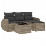 vidaXL Salon de jardin 5 Pièces avec coussins gris clair résine tressée