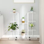 vidaXL Jardinière avec roues 94 5x24 5x91 5 cm Blanc Fer