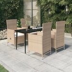 vidaXL Ensemble de salle à manger de jardin avec coussins 5 Pièces Beige