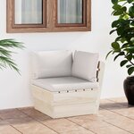 vidaXL Canapé d'angle palette de jardin avec coussins Épicéa imprégné