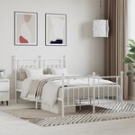 vidaXL Cadre de lit métal avec tête de lit/pied de lit blanc 120x190cm