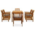 vidaXL Ensemble à manger de jardin 7 Pièces avec coussins Acacia solide