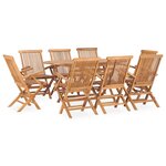 vidaXL Ensemble à manger d'extérieur pliable 9 Pièces Bois solide de teck