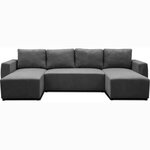 Canapé d'angle convertible panoramique PHAREL 5/6 places - anthracite - Coffre de rangement - 297x155x85 cm