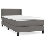 vidaXL Sommier à lattes de lit avec matelas Gris 80x200 cm Similicuir