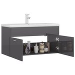 vidaXL Armoire d'évier avec lavabo intégré Gris brillant Aggloméré