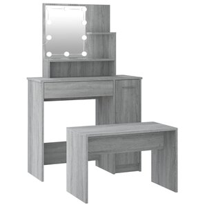 vidaXL Ensemble de coiffeuse avec LED Sonoma gris Bois d'ingénierie
