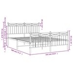 vidaXL Cadre de lit métal avec tête de lit/pied de lit blanc 135x190cm