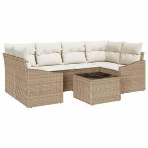 vidaXL Ensemble de canapé de jardin avec coussin 7 Pièces Beige et crème