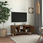 vidaXL Meuble TV avec pieds en bois massif Chêne marron 103 5x35x50 cm