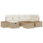 vidaXL Ensemble de Canapé de Jardin 7 Pièces avec Coussins Beige en Rattan Poly