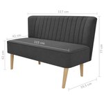 vidaXL Canapé 117x55 5x77 cm Tissu Gris foncé